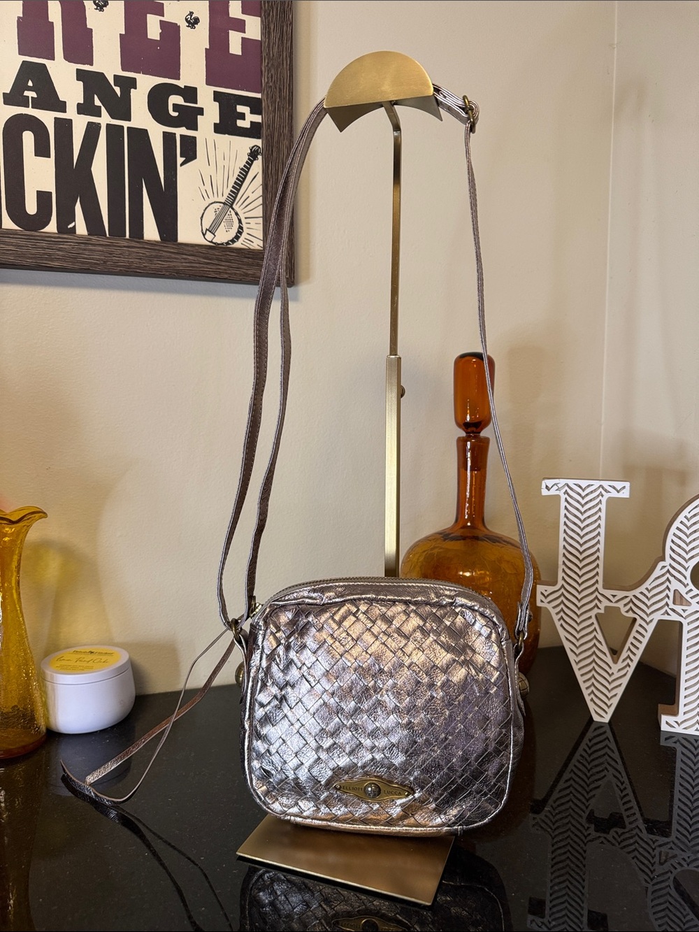 Elliott Lucca Metallic Woven Crossbody - Bronze